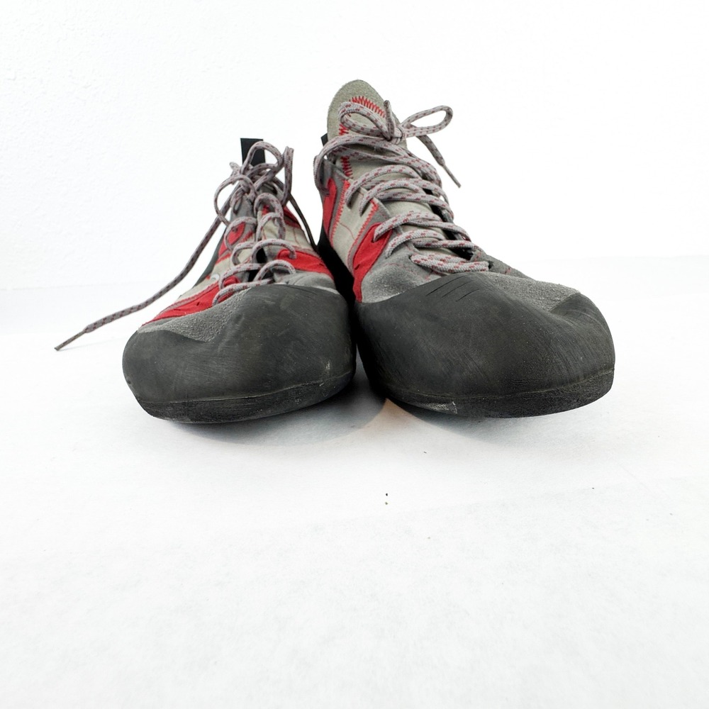 Scarpa Helix Climbing Shoes Mens 46.5 Grey Red Suede  Vibram Rock Climbing - Picture 4 of 8